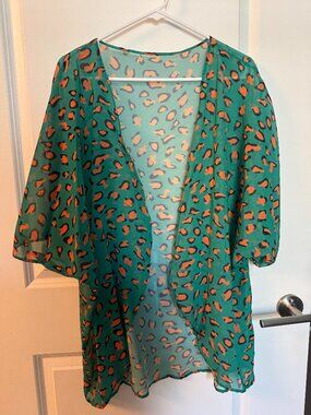 Animal print kimono coverup L-XL